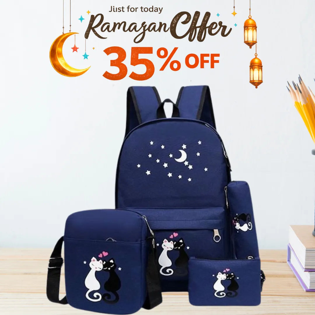Cute Korean Style 4-in-1 Cat Canvas Bag Collection
