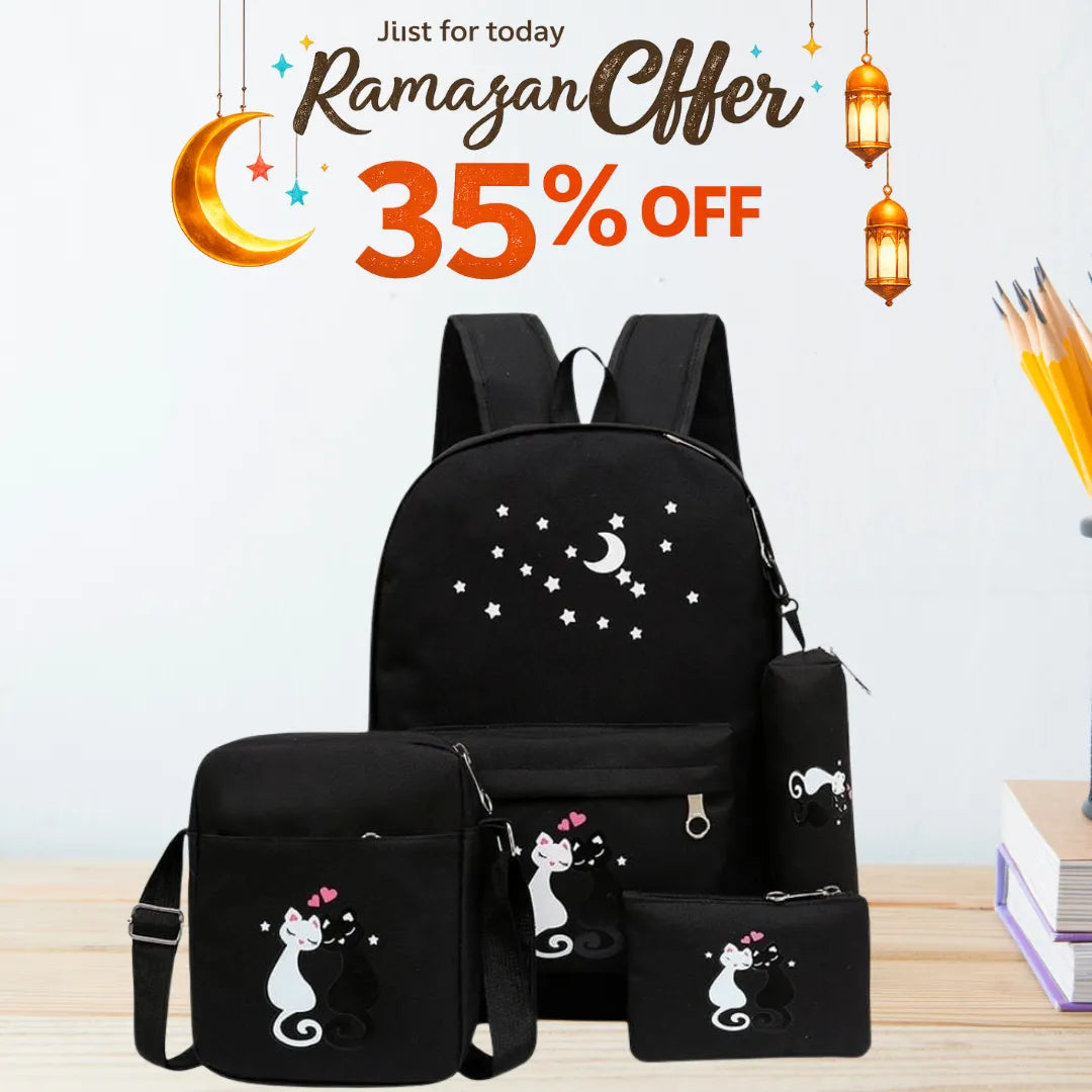 Cute Korean Style 4-in-1 Cat Canvas Bag Collection