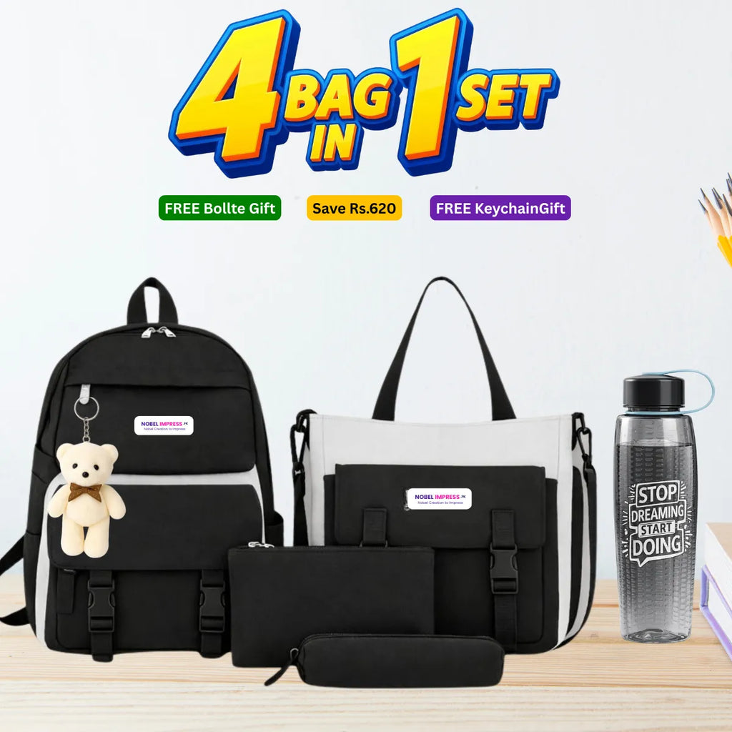 4 Pcs Bag Set for Girls in Pakistan | School, College & University Bag