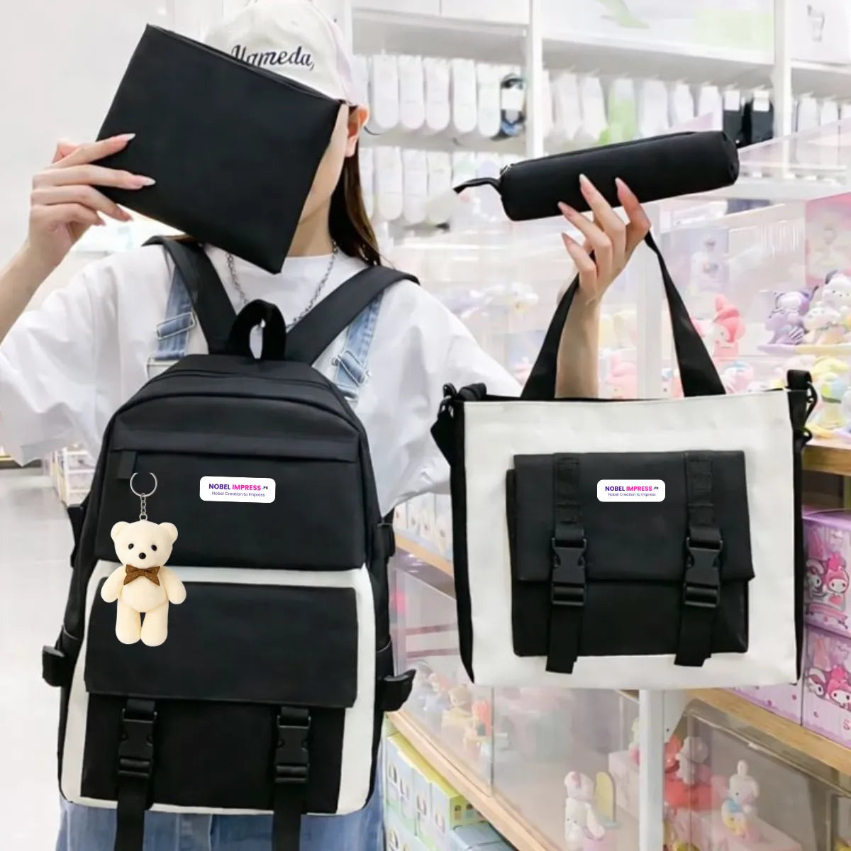 4 Pcs Bag Set for Girls in Pakistan | School, College & University Bag