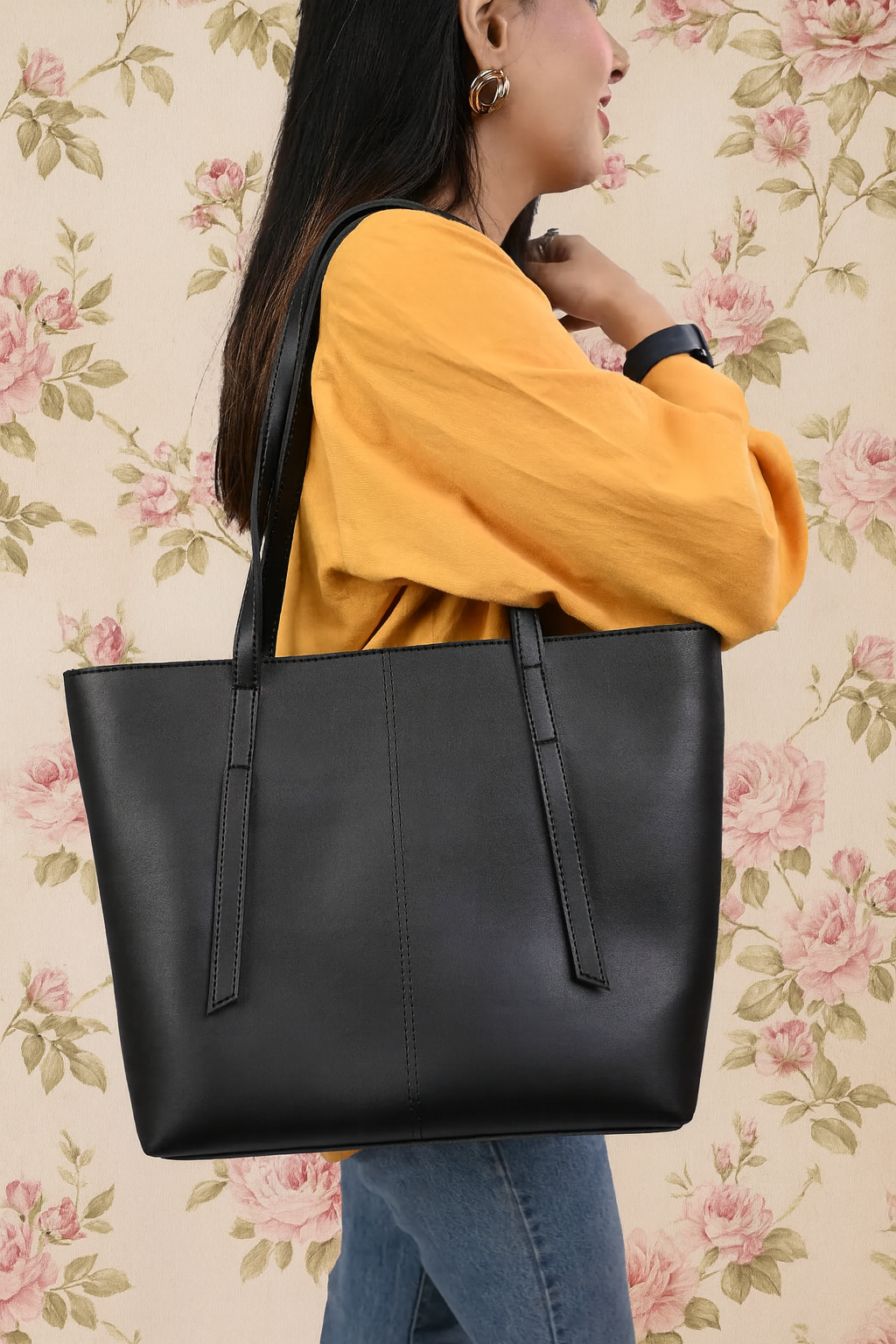 Luxury Plain Black Handbag