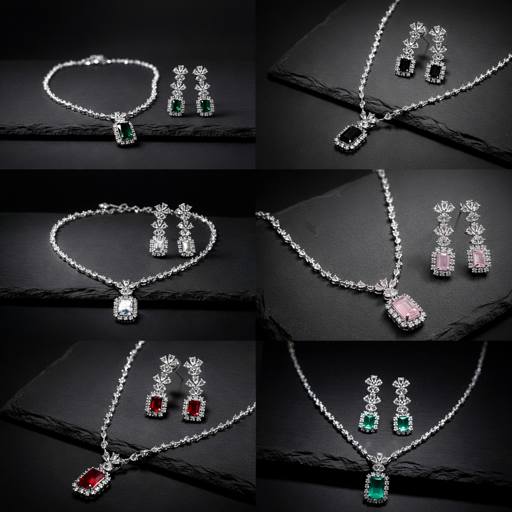 Luxury Zircon Necklace & Earrings Set – Premium Bridal Jewelry