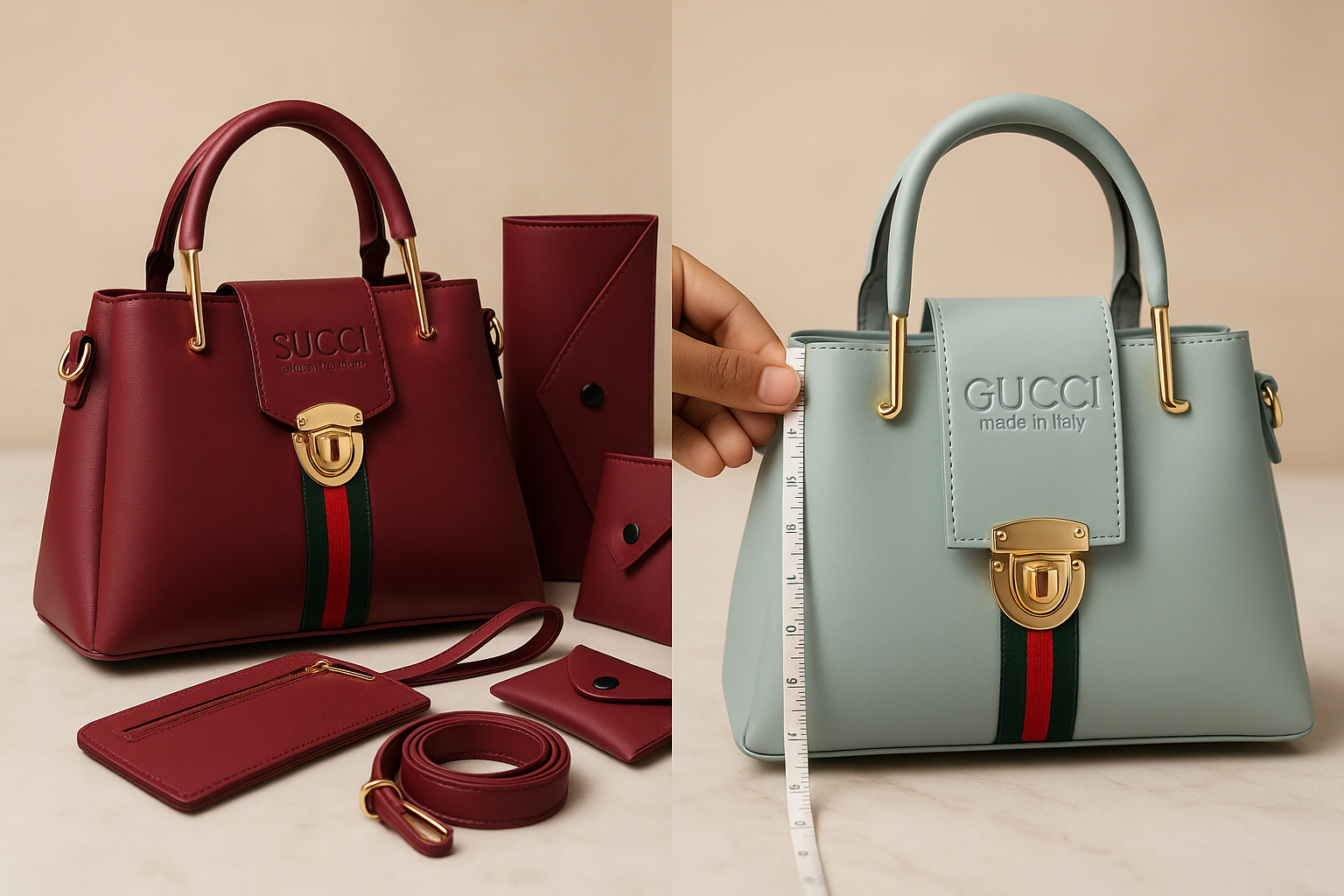 Stylish Girl's Rexine Hand Bag Set - 5 Pcs