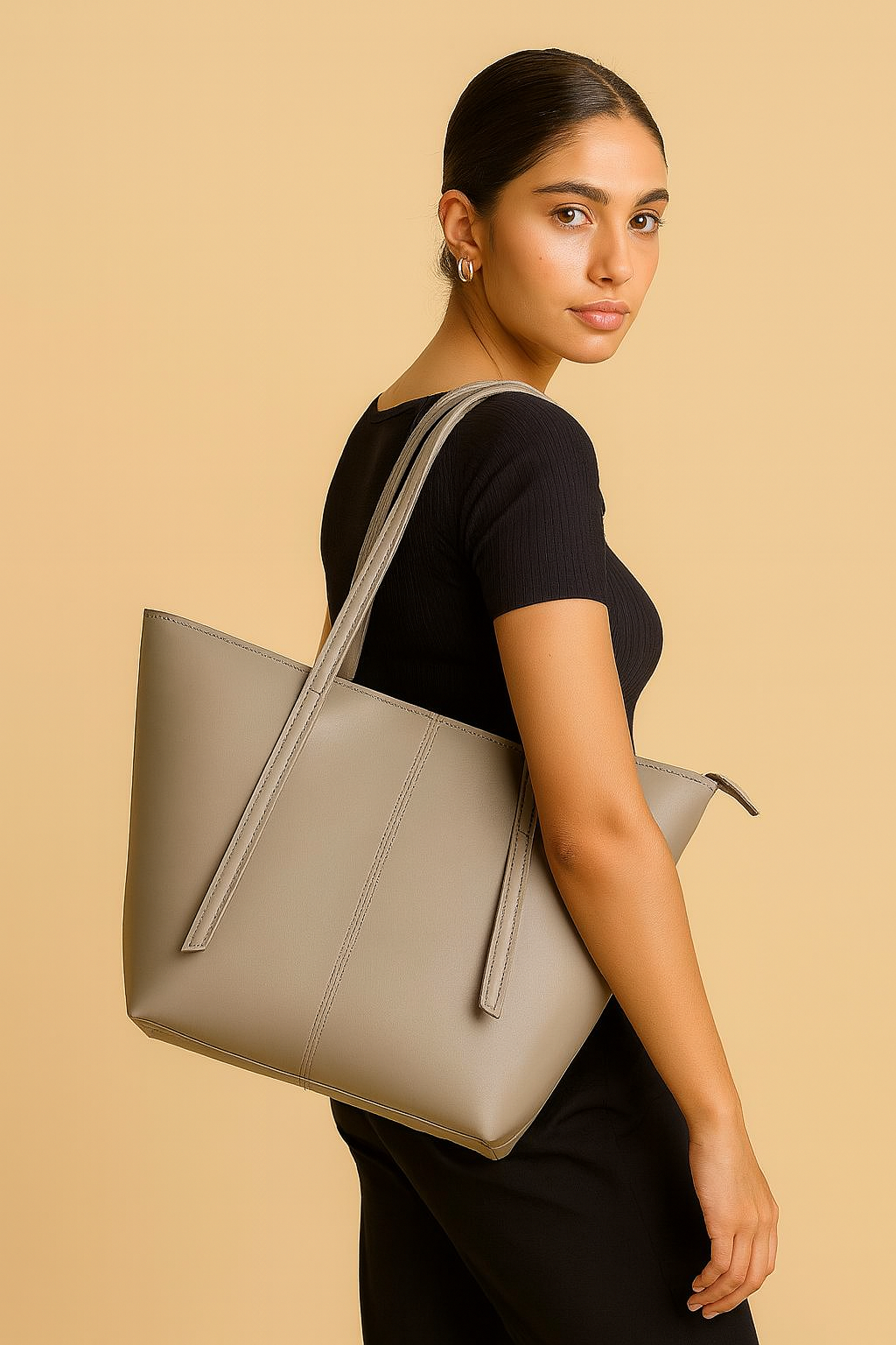 Luxury Plain Black Handbag