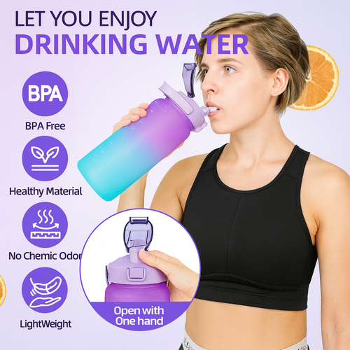 3 Pcs Motivational Sports Water Bottles Set