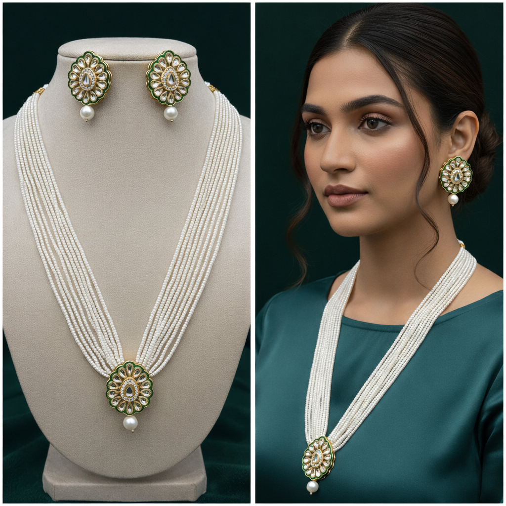 Royal Pearl Kundan Necklace Set