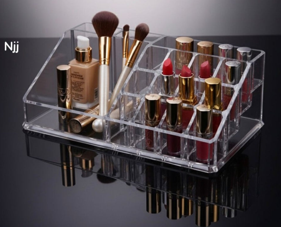 Premium Acrylic Makeup Organizer – Multi-Compartment Cosmetic Storage Box
