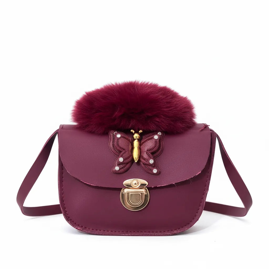 Golden Flutter Fur Flap Bag