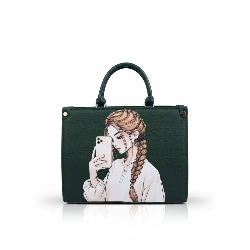 Chic Selfie Girl Printed Tote Bag