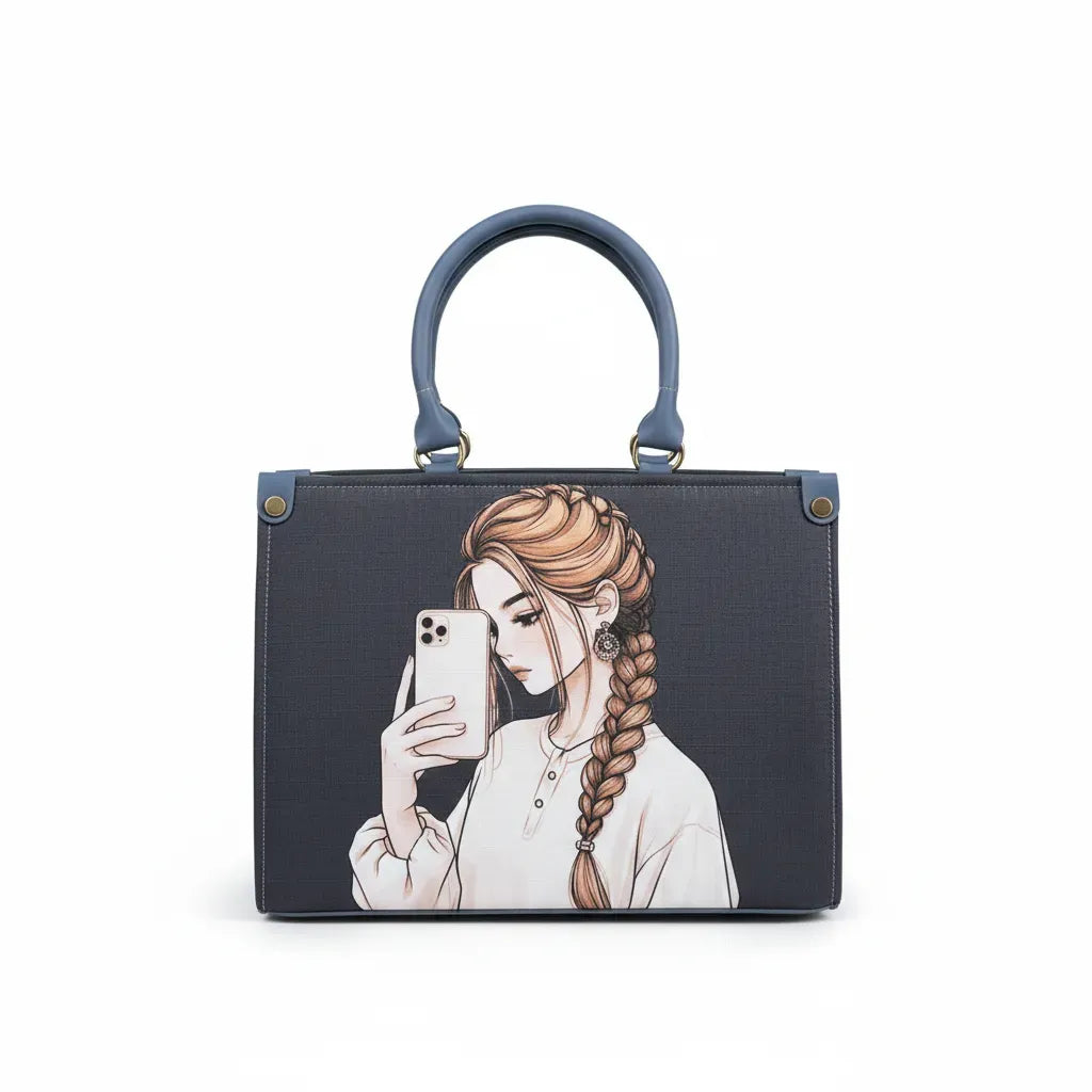 Chic Selfie Girl Printed Tote Bag
