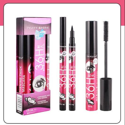 YANQINA 30H Waterproof Eyeliner & Mascara Set - Long-Lasting Eye Makeup Kit